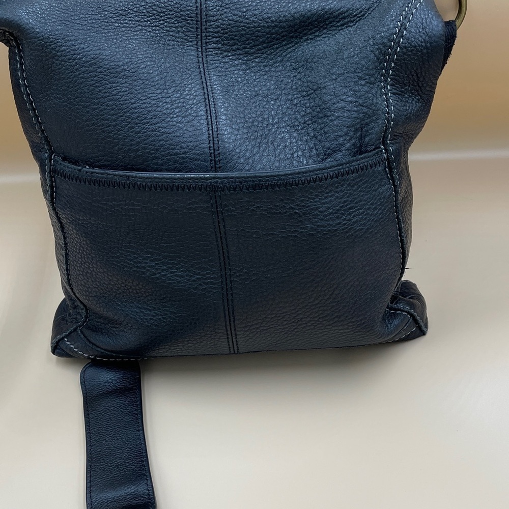 The Sak Black Leather Gold Hardware Shoulder or Crossbody with Front Zip Pocket - Picture 2 of 6